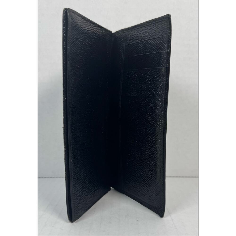 Bvlgari Bulgari Black Grained Leather Long Bifold Wallet Card Holder Italy